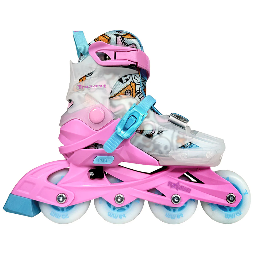 PATINS TRAXART STARLIGHT PINK COM RODAS DE LED